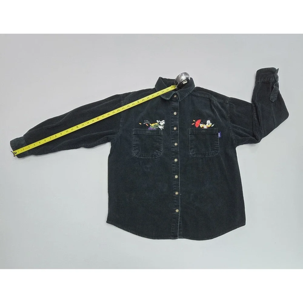 Vintage Mickey Unlimited Corduroy Shirt Mickey Goofy Embroidery Green Large